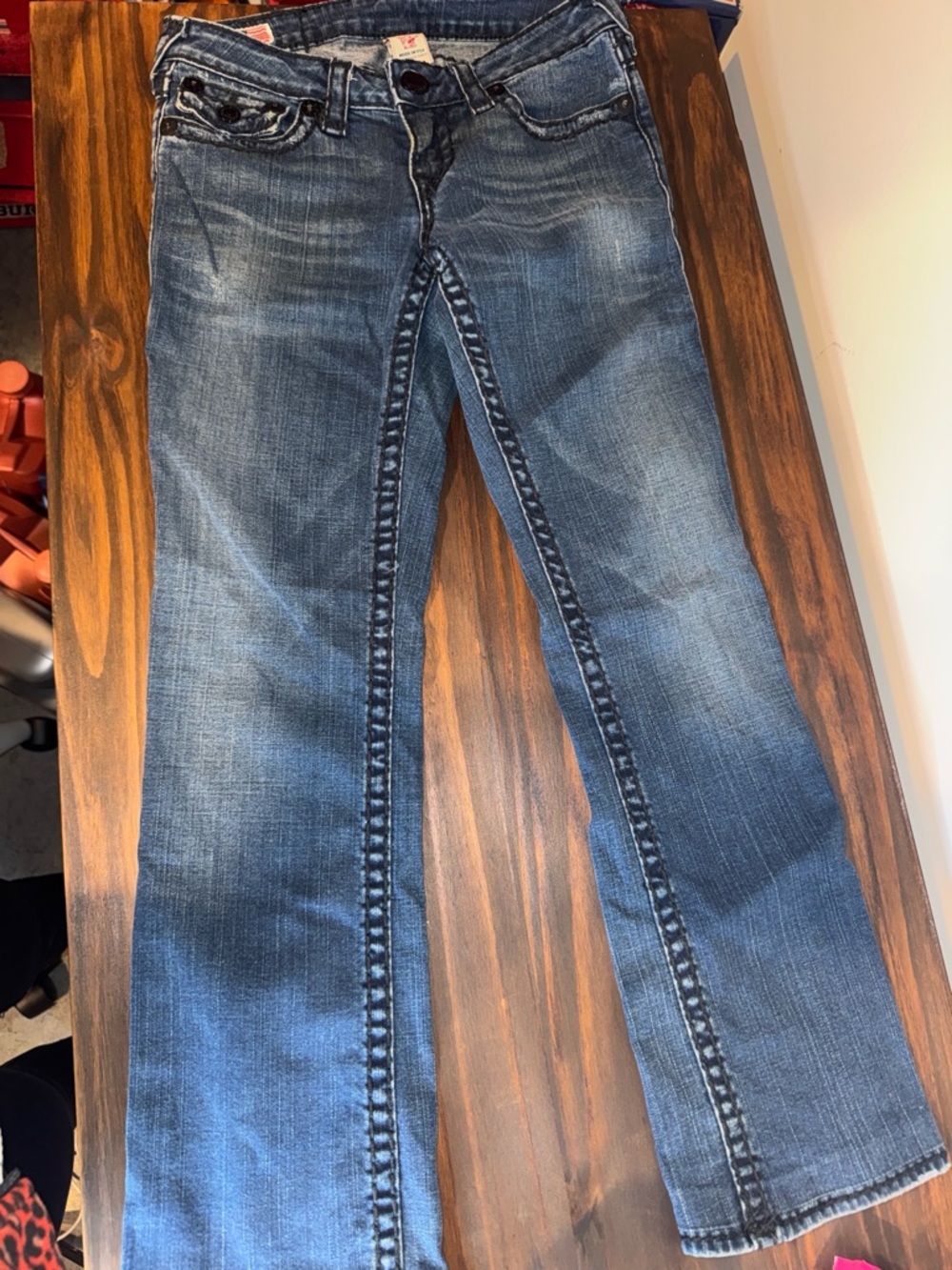 True Religion Distressed Blue Flare Jeans